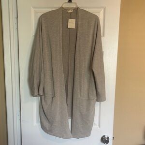 Donni Anthropologie NWT women’s gray striped open cardigan sweater size OSFA